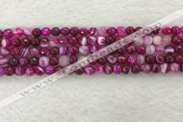 CAA2219 15.5 inches 6mm faceted round banded agate beads