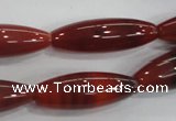 CAA222 15.5 inches 10*30mm rice red agate gemstone beads