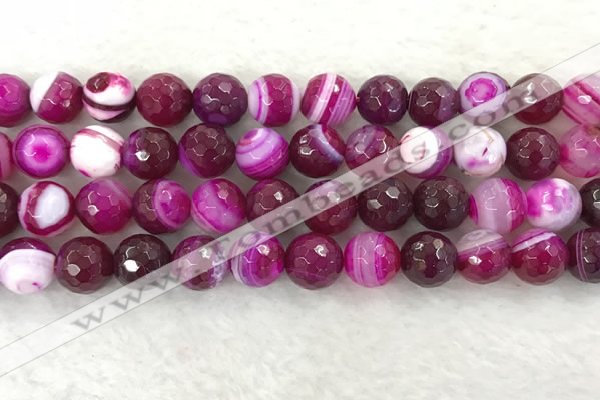 CAA2222 15.5 inches 12mm faceted round banded agate beads