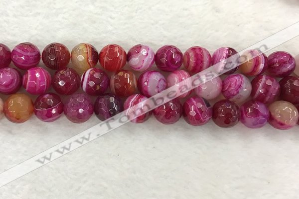 CAA2223 15.5 inches 14mm faceted round banded agate beads