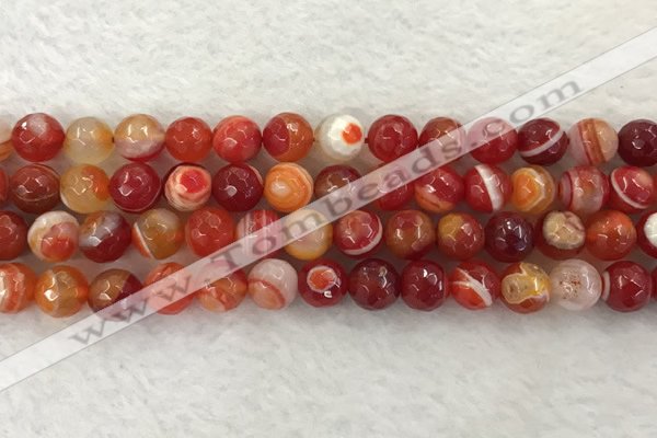 CAA2228 15.5 inches 10mm faceted round banded agate beads