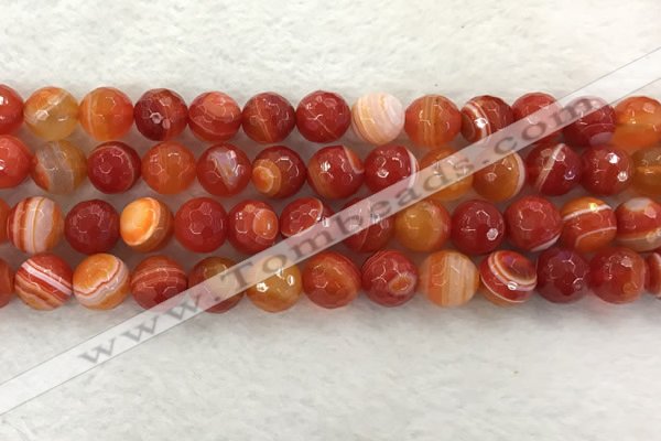 CAA2229 15.5 inches 12mm faceted round banded agate beads