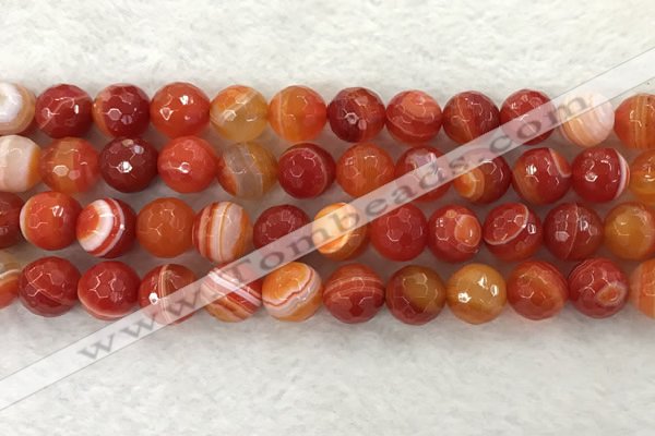 CAA2230 15.5 inches 14mm faceted round banded agate beads