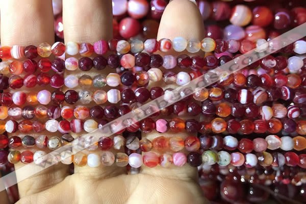 CAA2232 15.5 inches 4mm faceted round banded agate beads