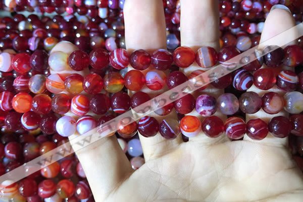 CAA2234 15.5 inches 8mm faceted round banded agate beads