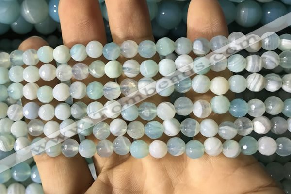 CAA2240 15.5 inches 6mm faceted round banded agate beads