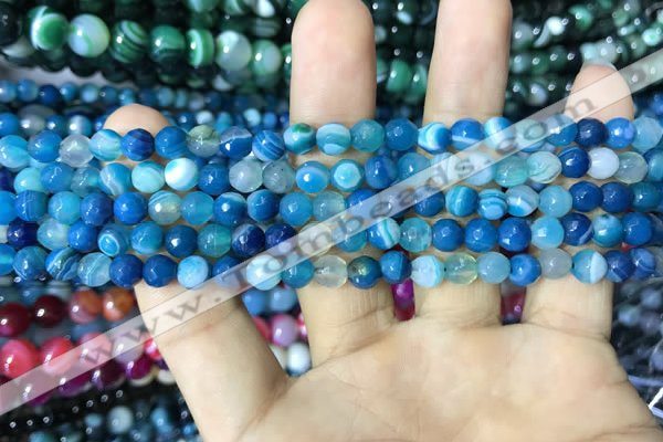 CAA2249 15.5 inches 4mm faceted round banded agate beads