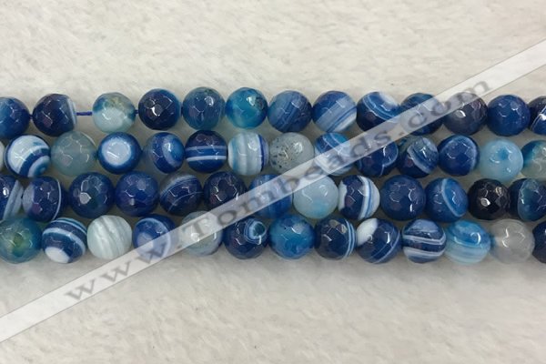 CAA2259 15.5 inches 10mm faceted round banded agate beads