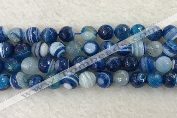 CAA2261 15.5 inches 14mm faceted round banded agate beads