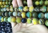 CAA2275 15.5 inches 14mm faceted round banded agate beads