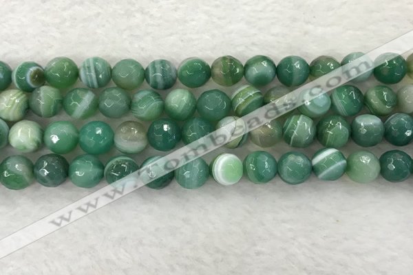 CAA2280 15.5 inches 10mm faceted round banded agate beads