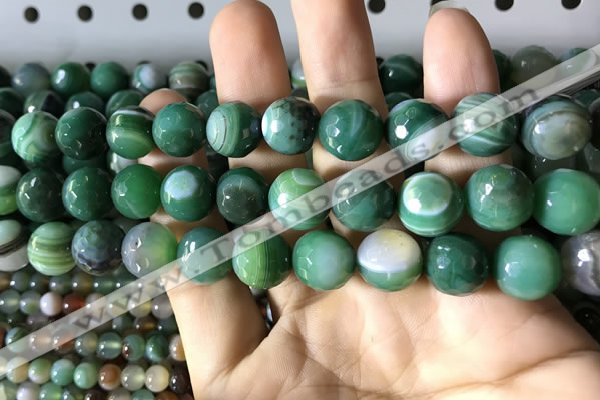 CAA2289 15.5 inches 12mm faceted round banded agate beads