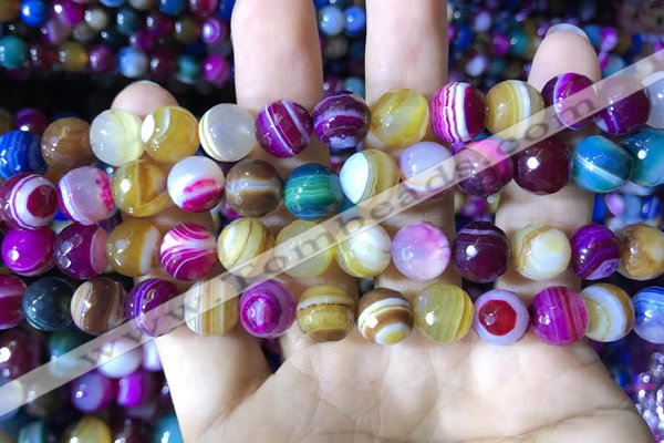 CAA2296 15.5 inches 12mm faceted round banded agate beads