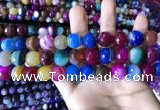 CAA2297 15.5 inches 14mm faceted round banded agate beads