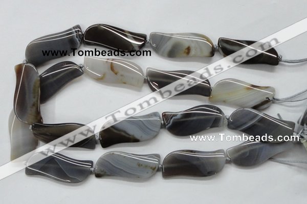 CAA236 15.5 inches 18*46mm marquise grey line agate beads