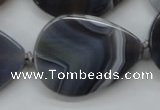 CAA237 15.5 inches 30*40mm flat teardrop grey line agate beads