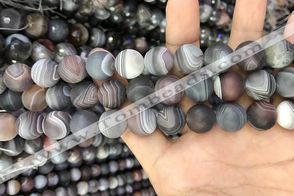 CAA2395 15.5 inches 12mm round matte Botswana agate beads wholesale