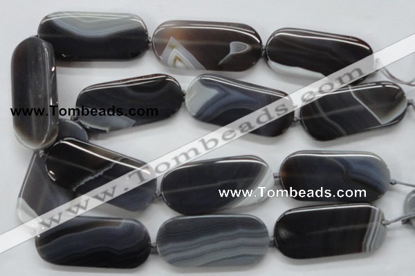 CAA240 15.5 inches 25*55mm rectangle grey line agate beads