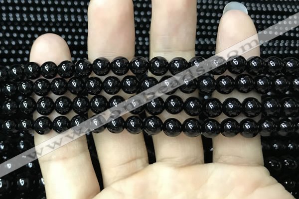 CAA2404 15.5 inches 8mm round black agate beads wholesale