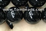 CAA2407 15.5 inches 14mm round black agate beads wholesale