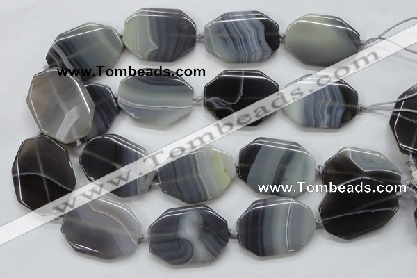 CAA241 15.5 inches 30*40mm octagonal grey line agate beads