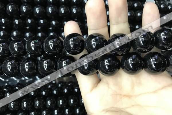 CAA2410 15.5 inches 20mm round black agate beads wholesale