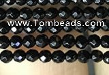 CAA2413 15.5 inches 2mm faceted round black agate beads wholesale