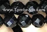 CAA2418 15.5 inches 10mm faceted round black agate beads wholesale