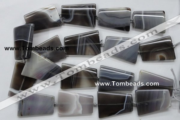 CAA242 15.5 inches 30*40mm trapezoid grey line agate beads