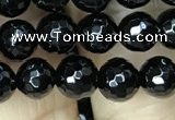 CAA2427 15.5 inches 8mm faceted round black agate beads wholesale