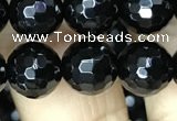 CAA2428 15.5 inches 10mm faceted round black agate beads wholesale