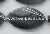 CAA243 15.5 inches 26*43mm twisted marquise grey line agate beads