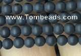 CAA2445 15.5 inches 2mm round matte black agate beads wholesale