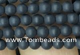 CAA2446 15.5 inches 3mm round matte black agate beads wholesale