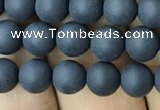 CAA2448 15.5 inches 6mm round matte black agate beads wholesale