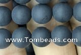 CAA2449 15.5 inches 8mm round matte black agate beads wholesale