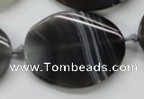 CAA245 15.5 inches 30*40mm twisted oval grey line agate beads