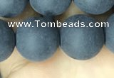 CAA2453 15.5 inches 16mm round matte black agate beads wholesale