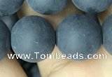 CAA2454 15.5 inches 18mm round matte black agate beads wholesale