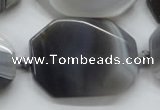 CAA246 15.5 inches 30*40mm twisted octagonal grey line agate beads