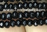 CAA2468 15.5 inches 2*4mm faceted rondelle black agate beads
