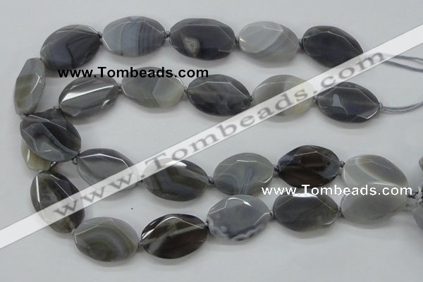 CAA247 15.5 inches 22*32mm faceted oval grey line agate beads