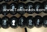CAA2470 15.5 inches 5*8mm faceted rondelle black agate beads