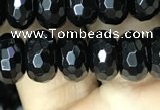 CAA2471 15.5 inches 6*10mm faceted rondelle black agate beads
