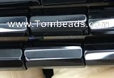 CAA2476 15.5 inches 6*16mm faceted tube black agate beads