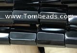 CAA2478 15.5 inches 8*12mm faceted tube black agate beads