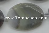 CAA248 15.5 inches 30*40mm faceted oval grey line agate beads