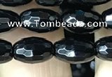 CAA2498 15.5 inches 6*9mm faceted rice black agate beads wholesale