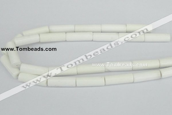 CAA25 15.5 inches 10*30mm cylinder white agate gemstone beads