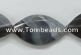 CAA250 15.5 inches 22*30mm faceted marquise grey line agate beads